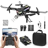 Drone com Câmera 4K, Drone Profissional FPV com 2 Baterias 3.7V 1800mAh, Dobrável Mini Controle Remoto DroneQuadricóptero com Bolsa de Transporte, Ângulo Ultra Grande 110° (XT8)