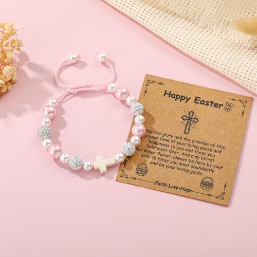 Cross Beads Bracelet Jewelry Gifts for Girls Boys Teens, Christian First Communion Confirmation Graduation Easter Gifts for Her Him2