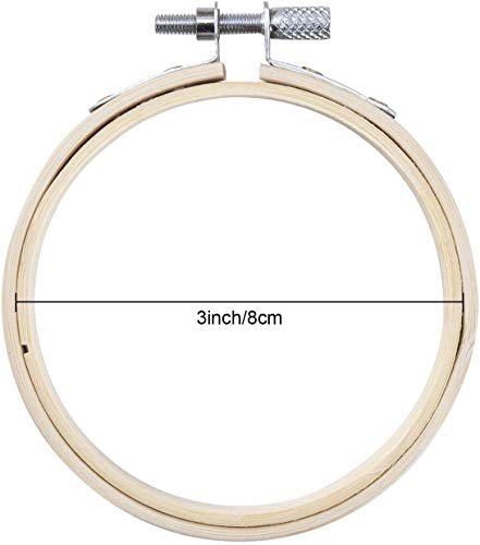 WOWOSS 12 Pieces 3 Inch Embroidery Hoops Wooden Round Adjustable Bamboo Circle Cross Stitch Hoop Ring Bulk for Embroidery and Cross Stitch Art Craft Handy Sewing - Thumbnail 3