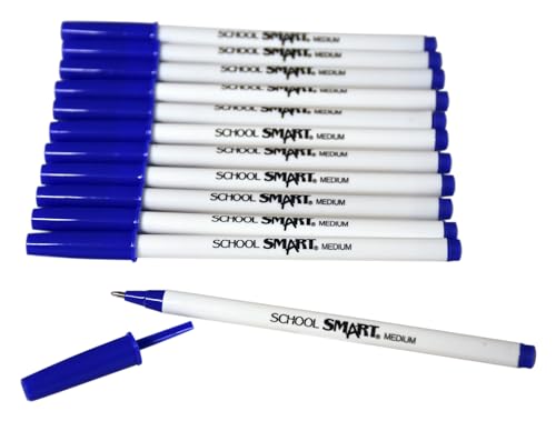 Bolígrafo redondo azul School Smart en pack de 12 unidades para uso diario 3
