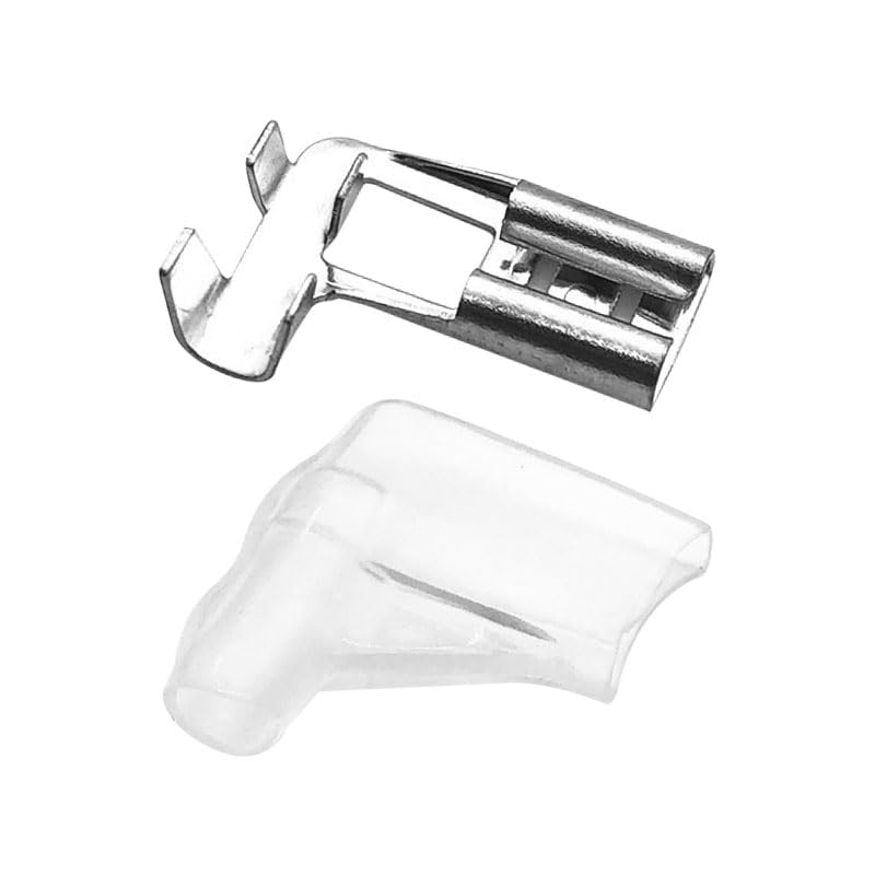 50PCS 4.8mm Right Angle Spade Connectors, 90° Angled Crimp Terminals with Insulating Sleeves, for Automotive Wiring and Household Appliance Electrical Connections
