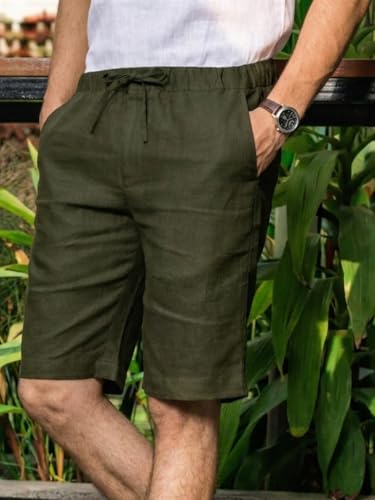 Image of Vogaan Men's Multi Color Linen Cotton Shorts | Regular Fit Casual Summer Shorts with 3 Pockets