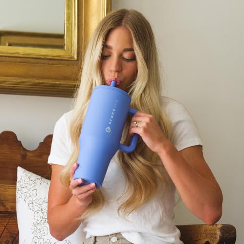 Image of HydroJug Traveler 40oz, Insulated Tumbler with Handle & Straw, Light Blue