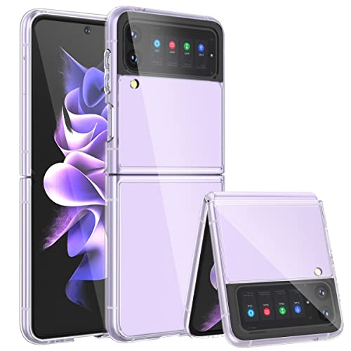 Coque Z Flip 3,Coque Samsung Flip Z 3,Dos du Boîtier en Acrylique - Lunette en TPU Souple 2 en 1[Anti-Choc][Anti-Rayures][Ultra-Mince][Sensation de Confort] Coque Samsung Z Flip 3(6.7")-Transparente Cover