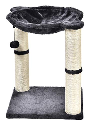 Amazon Basics Cat Condo Tree Tower With Hammock Bed And Scratching Post, 16 x 20 x 16 Inches, Gray