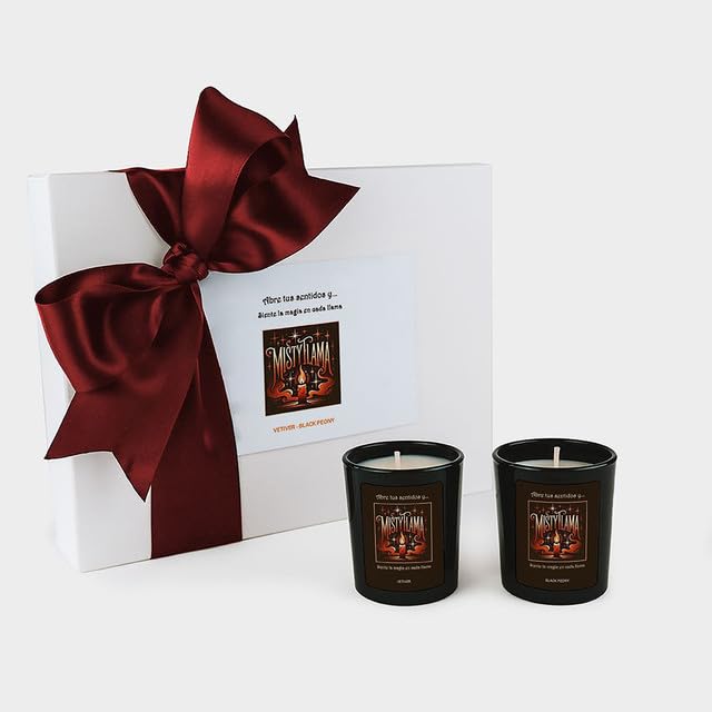 Pack 2 Velas Aromáticas Perfumadas - Vetiver y Black Peony - Velas Naturales de Soja 80 g - 25 Horas - Velas Decorativas para el Hogar - Para Regalar - Fabricación Artesanal en España