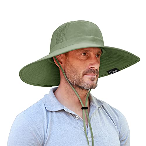 Men Safari Sun Hat Wide Brim Boonie Fishing Cap with Adjustable Drawstring