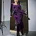 Velvet Slim Fit Dress for Women, Long Sleeve Sweetheart Ruched Fishtail Long Dresses Formal Party Fashion Gowns Purple