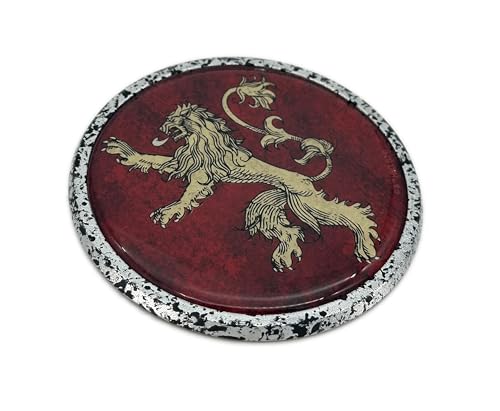 Image of Elektroplate Officially Licensed Game of Thrones House Lannister Sigil Round Distresssed Chrome All Metal Emblem for Cars, Trucks, and All Auto | Universal Fit at 3.5 inch Diameter | Weatherproof
