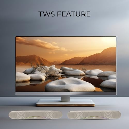 Image of RD SP-31 Finny Wireless Soundbar, Bluetooth V5.2 Connectivity, 16 Watts 2.0 Sounding of Functions 2X Extra Bass Speaker, Support BT /USB /TF /FM /LED Colorful Light 6 Hours Playback Time Beige