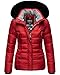 Produktbild MARIKOO warme Damen Winterjacke Steppjacke mit kuschligem Teddyfell B894 [B894-Love-Rot-Gr.XS]