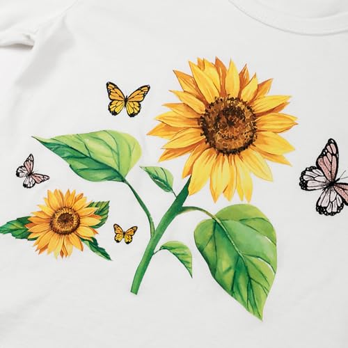 Image of Akyzic Little Girl Skirt Outfit Two Piece Spring Summer Outfit Butterfly Dress Cat Print Skirt Toddler Girl Outfit Set