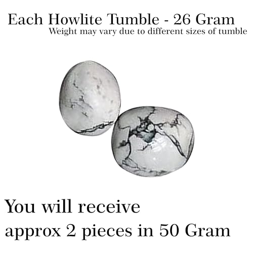 Image of Crystal Howlite Tumble Stone | 50 gm Tumbled Gemstones | Reiki Healing Stones | Home Decor Pebbles | Aquarium Gravel | Garden & Table Decor