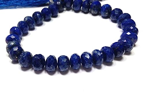 Perles de lapis lazuli 6-8mm facettées rondelle fil 7" pour création collier
