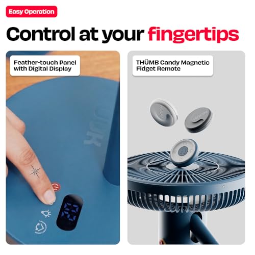 Image of NUUK LIT PRO Rechargeable Table Fan| 3 Mood Lights| 20 hrs Run time| 8000 mAh Battery| 9 inch Wireless Fan with Magnetic Remote| Super-silent BLDC Motor| 120 Auto Oscillation| Type - C Charging