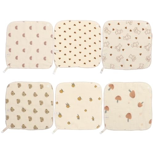 UKCOCO 6 Baberos para Ñiño de Alimentación Baberos de Crepé de 4 Capas Diseño y Suave Algodón Muselina Colores Surtidos Patrones Infantiles Ideales para Bebés y Pequeños