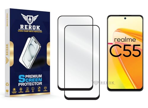 Image of Gorilla Tempered Glass Screen Protector Compatible with Realme C55 [Pack of 2] | Edge-to-Edge, Bubble-Free, Case Friendly, Easy Installation Kit