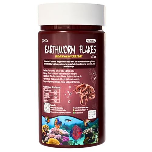 Image of MAF Fish Food Spirulina Flakes for All Marine and Freshwater Fishes (Earth Worm Flakes 50 Gram),All Life Stages