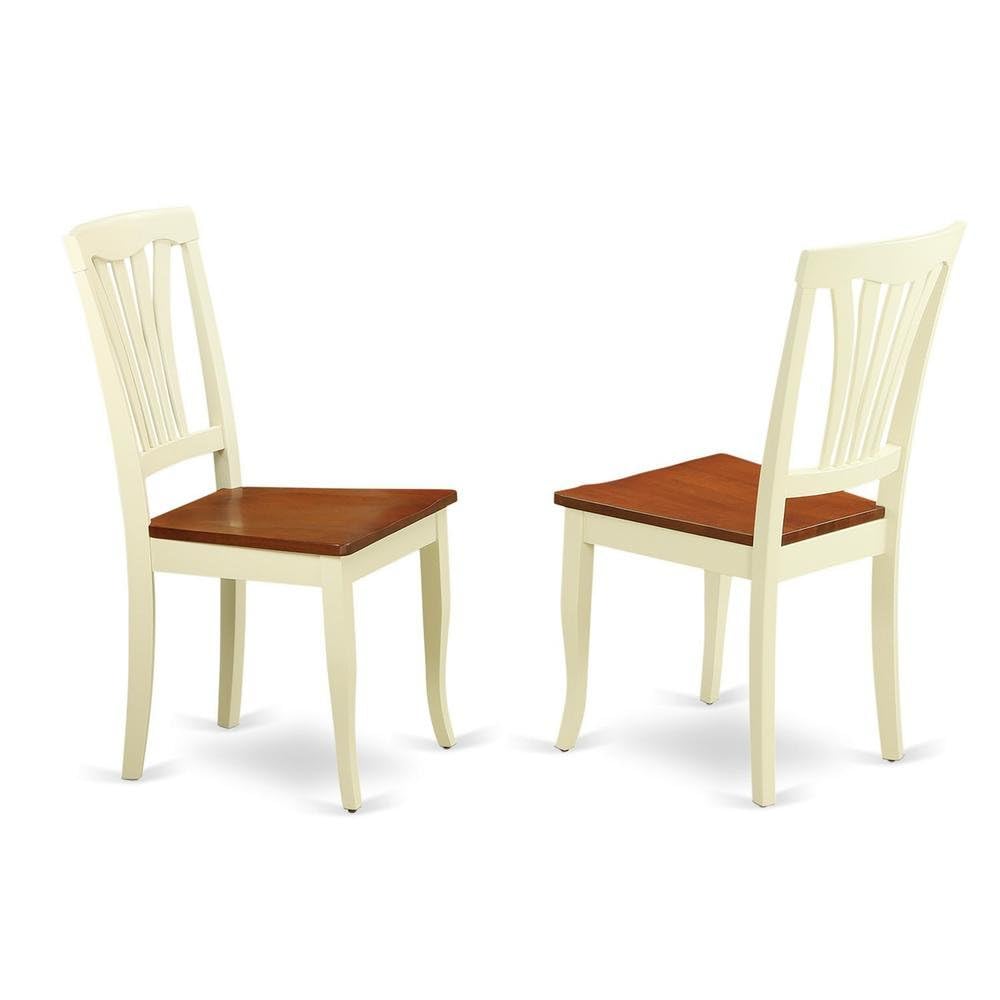 Solid Wood Dining Chairs with Wood Seat by Furnifact – Wood, and Cherry, Pack of 2