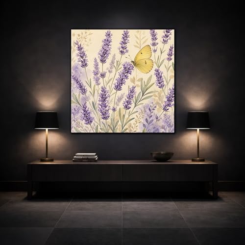 Impression sur toile lavande decoration murale violette grand format 80x80 - 3