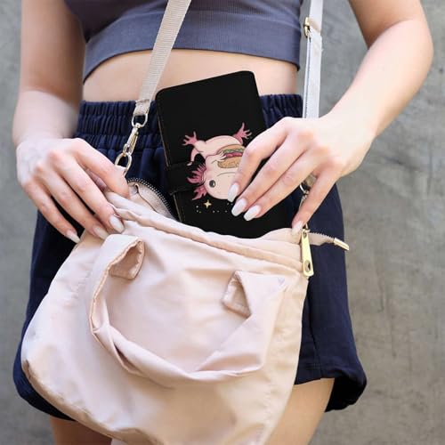Cute Axolotl Eat Hamburger Fashion Women's Wallet RFID Blocking Bifold Clutch Purse Compact Card Holder 19.7x11x3.5cm 7