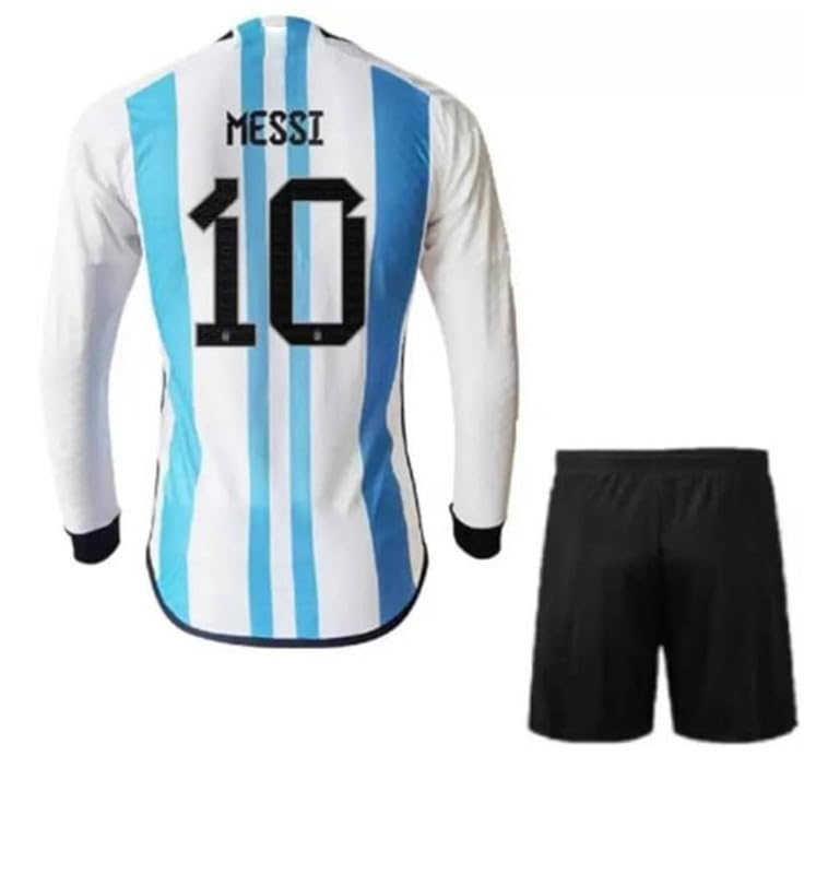 Image of Argetinaa Football Jersey 2024 Mesii 10 with Black Shorts (Boys & Kids)