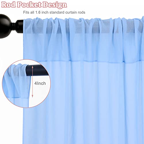 Image of FOTSHARER Baby Blue Ceiling Drapes for Wedding Ceiling Drapes 2 Panels 5x20FT Chiffon Wedding Arch Draping Fabric Ceiling Curtains for Backdrop Ceiling Decorations for Party Arch Drapery for Reception