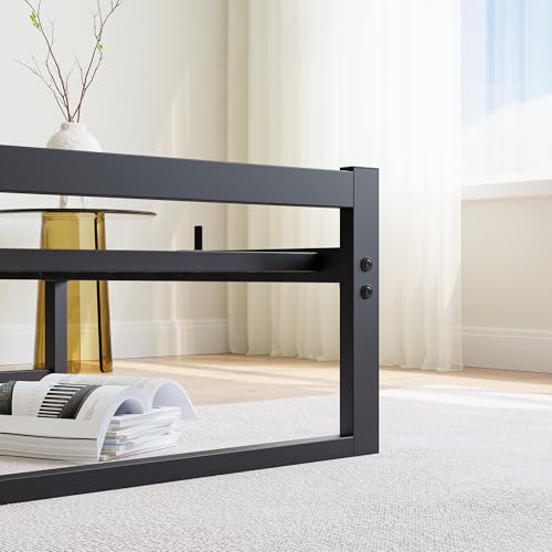 VECOCHO Bett90x200 cm,Bettgestell 90x200 mit Lattenrost aus Metall,Metallbett 90x200 cm mit Stauraum-32cm Hoch,Gästebett Doppelbett KeinBoxspringbett Erforderlich,Schwarz Bettrahmen