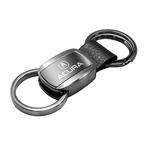 Acura Negro metal cromado con piel auténtica Accent clave cadena