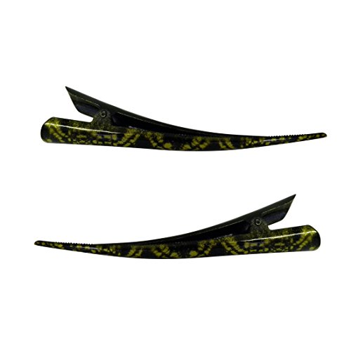 Set of 2 Yellow Concord Pinch Clip with Printed Metallic Pattern