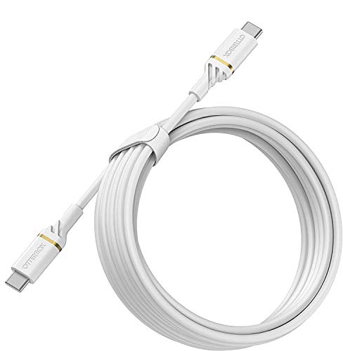 OtterBox Reinforced USB-C to USB-C Cable, Fast Charging Cable for Smartphone and Tablet, Ultra-Rugged, Bend and Flex Tested, 3M, White