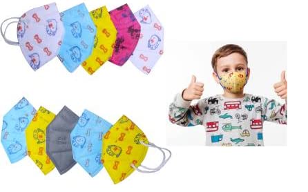 COMBO OF N95 KIDS MASK 5 LAYER DIGITAL PRINTED KIDS MASK FOR 3 TO 12 YEAR BOYS, GIRLS, N95 KIDS POLLUTION MASK,