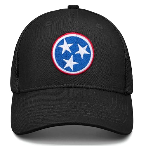 Image of Adjustable State Flag Trucker Hat Mesh Baseball Cap with Embroidered Patch for Men Women