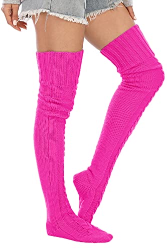 Image of Leoparts Women's Cable Knitted Thigh High Boot Socks Extra Long Winter Stockings Over Knee Leg Warmers