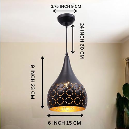 Image of GreyWings Modern Black Dome Laser Cut Hanging Pendant Light for Ceiling - Aluminium, Drop, Antique Decor,(Bulb is not Included) Big Pack of 1