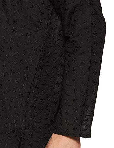 Kurta de algodón para hombre ropa tradicional india túnica negra bordada 52 5