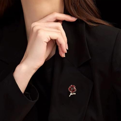 Image of Rhinestone Flower Brooches for Women Enamel Floral Brooch Lapel Pins for Mom Wife Elegant Dress Accessories Mother's Day Jewelry Gifts
