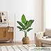 Birds of Paradise Plant Artificial, 4FT Fake Plants Faux Banana Leaf Tree with 9 Banana Leaves, Lifelike Tall Fake Tropical Palm Indoor Silk Floor Plant in Black Pot for House,Office,Room,Home Decor