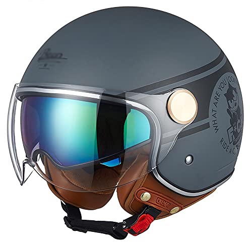 Casque de moto open face avec visière anti-buée pour scooter et motocross