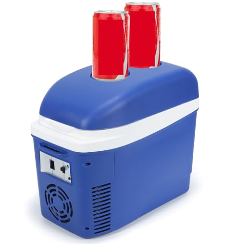 Iceblue 7L/9Can Blue Mini Fridge for Bedroom, AC Plug & 12V Car Charger Dual-use Small...