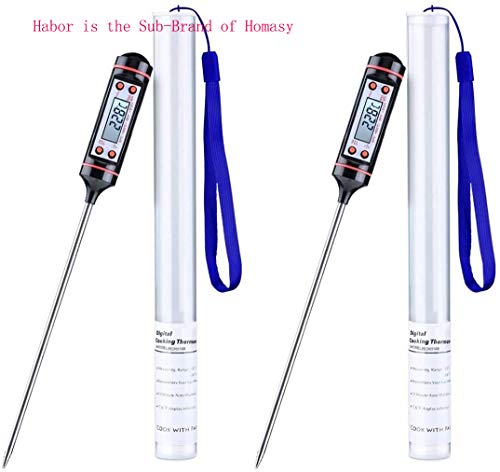 Homasy Digital Barbecue Thermometer 2 Pieces, Meat Kitchen Household Cooking Thermometer Instantly Readable with Long Probe, LCD Screen Ideal for BBQ, Baby Food Preparation - Thumbnail 3
