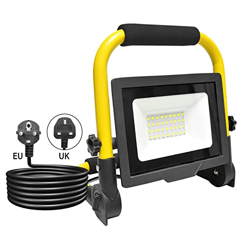 SKYWORLD 30W Portable Stand LED Work Light, 3000 Lumens Job Site Light