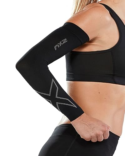 2XU Unisex Flex Run Comp Arm Sleeves White/Grey,M