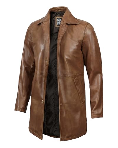 Brown Car Coat Leather Jacket Men | [1501485] Super Camel, XL - Thumbnail 3