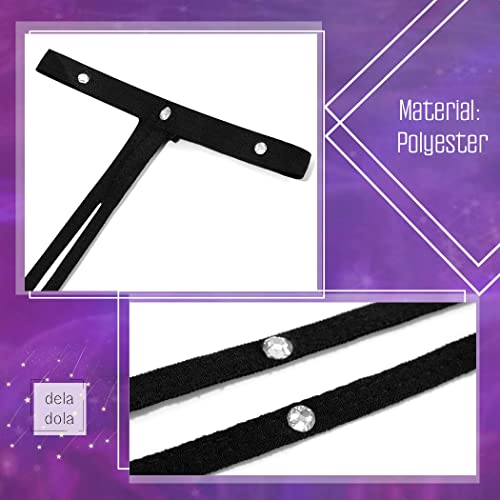 Flayem Glänzende Strumpfbänder Beinwickel Sexy Kristallschwarzes elastisches Strumpfband Raves Cross Bandage Music… – Bild 4