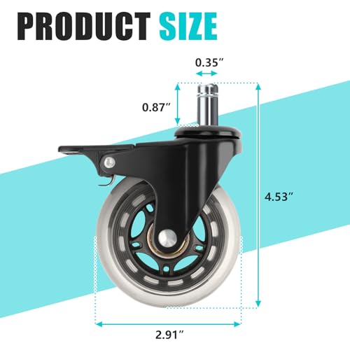 Image of 3-Inch Swivel Caster Wheel with Brake for Traeger Pellet Grills: HDW302 - Grill Wheel Replacement for Outdoor Cooking