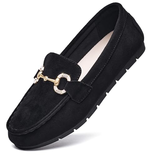 Image of Women's Knit Slip On Loafers - Breathable Mesh Flats with Memory Foam Insole & Arch Support, Non-Slip Comfortable Shoes for Work Office Commute, Driving, Casual Daily Walking (Wide Foot Friendly)