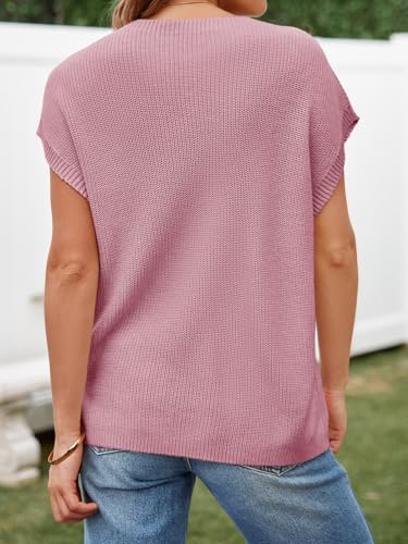 Image of Imily Bela Summer Fall Short Sleeve Sweater for Women | 2026 Crew Neck Ribbed Knit Vests Trendy Pullover Tops,Sweater Tank Tops,Sweater Vest