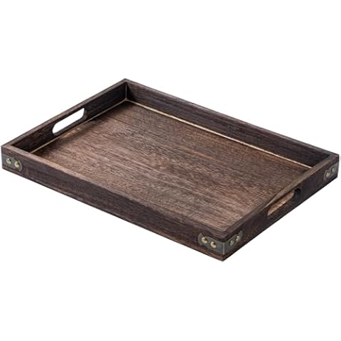 Budesoko Large Wooden Serving Tray with Handles Cover