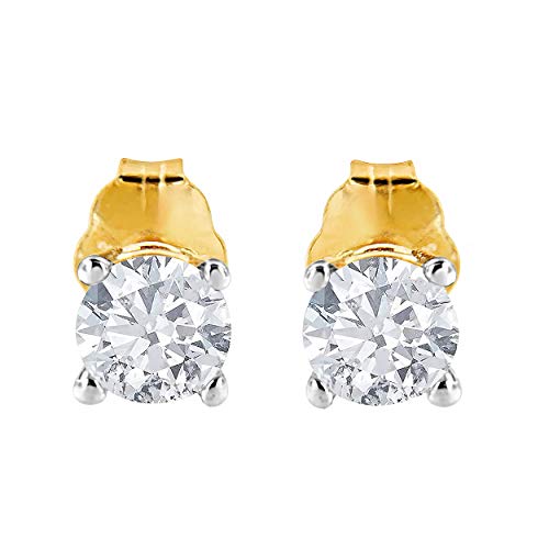 Sterling Silver 5/8ct TDW Round Diamond Solitaire Stud Earrings (I-J, I3)